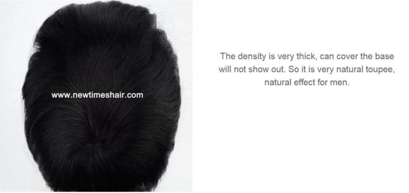 Real Human Hair Skin Base Ultra Thin Men′s Stock Wigs