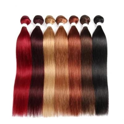 Brazilian Straight Hair Bundles Burgundy Red Blonde Brown Color Remy Human Hair Weaving Bundles Extensions