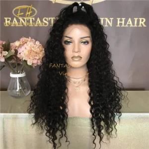 Wholesale Natural Black Color Brazilian/Indian Virgin/Remy Human Hair HD Full/Frontal Lace Wig with Deep Curly
