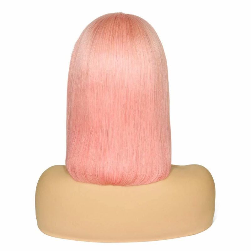 Premium Quality Short Bob Wig Straight Lace Front Wig Human Hair Wig 150% Density 13X4 Lace Frontal Wig Pre Plucked Hairline Pink Hair