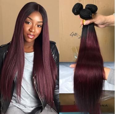 High Quality Super 99j Red Two Tone Beautiful Hair Straight Bundles Brazilian Remy Hair for Fashionable Women