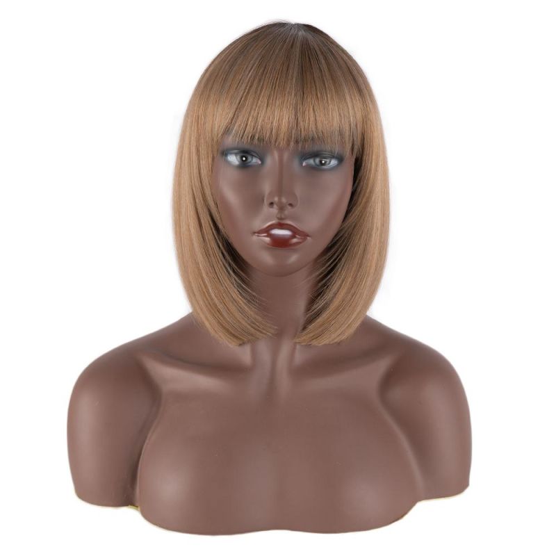 Kbeth Human Hair Wig for Black Women 10 12 Inchs Ombre Color Short 100% Virgin Remy Custom Sexy Brazilian Straight Hair Bob Wig with Front Fringe Bangs