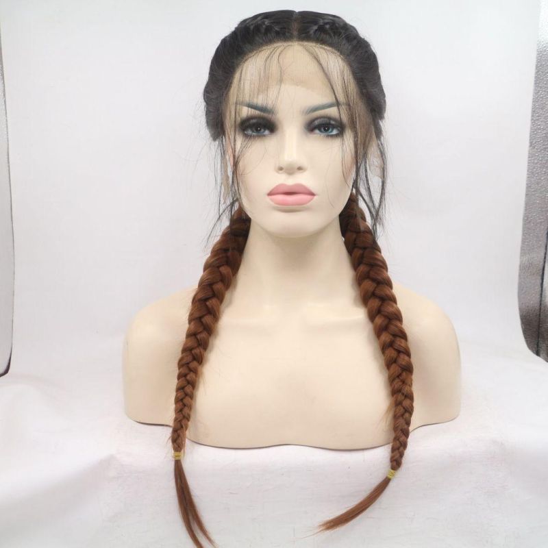 Fiber Wigs Red Lace Front Wig Braided Lace Front Wig with Baby Hair