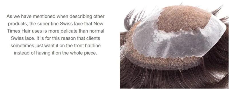 Men′s Real Human Hair with Front Swiss Lace PU Around and French Lace - Men′s First Choice Toupee