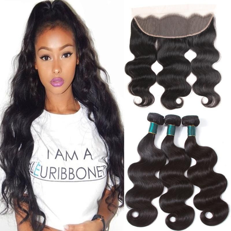 Kbeth Brazilian Body Weave Hair Bundles with Lace Toupee Frontal Hair Extension Dropship Weave Hair with Lace Toupee From China Factory