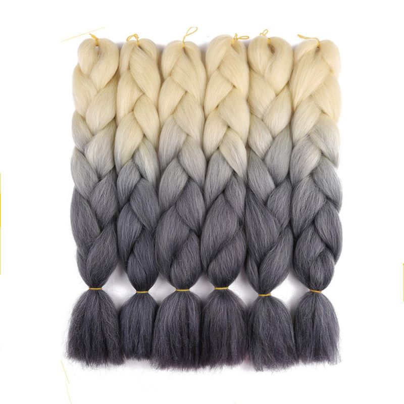 Wholesale 24 Inch Hot Water Setting Jumbo Yaki Hair Pre Stretched Braiding Hair Twisted Ombre Crochet Jumbo Braid Synthetic Hair