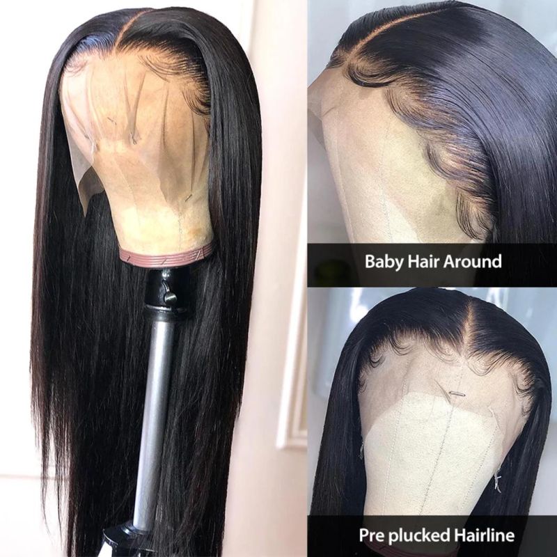 Black Straight Wig 150% Lace Front Human Hair Wigs for Women Brazilian Remy Hair Pre Plucked Lace Wig with Baby Hair 26 Inch