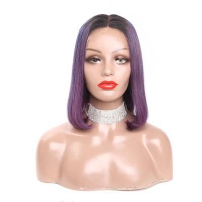Ombre 13X6 Lace Front Human Hair Wigs Straight Highlights Color 150% Remy Short Bob Wig