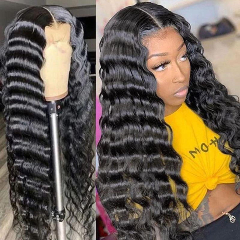 HD Lace Frontal Wig Deep Wave Human Hair Lace Front 4X4 Wigs with Closure Pre Plucked Bleached Knots Wigs 150% 13X4 Loose Deep T Part Lace Wig 28 Inch