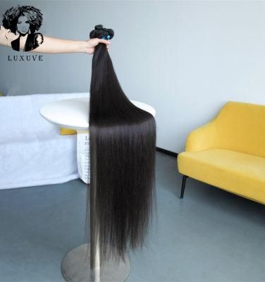 Luxuve 8-40 Long Inch Raw Indian Straight Hair Bundles, Cuticle Aligned Virgin Hair 100 Human Hair Bundles, Wholesale Remy Hair Bundles