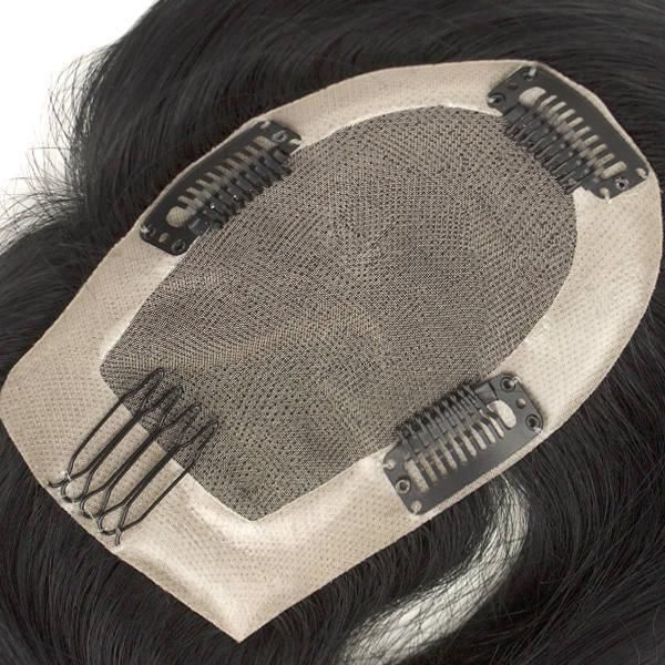 Mono Hairpiece with Npu All Around and Clips Human Hair Bang