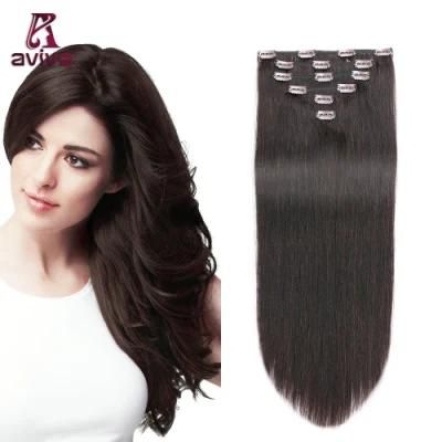 Virgin Hair Extension 2# 16inch 6PCS Clip on Hair Extension Remy Clip in Human Hair Extensions (AV-CH006-2-16)