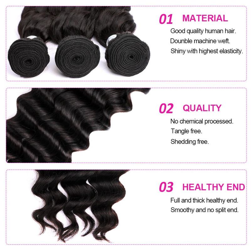 Alinybeauty Brazilian Virgin Raw Natural Human Hair Loose Deep Wave