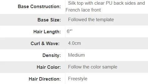 Silk Top Clear PU and French Lace Front Human Hair Wigs