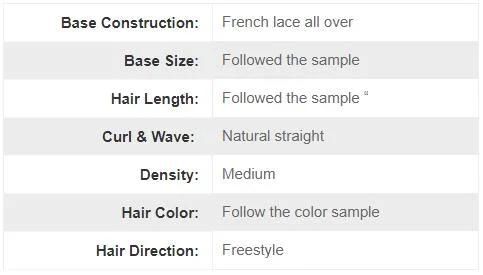 Lw6138 Full French Lace Human Hair Wig with Spot Color Female Toupee