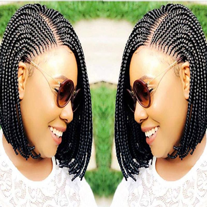 Bob Braided Wig Cornrow Wig for Black Women Human Hair Tress Wig Remy Virgin Hair for Black Woman