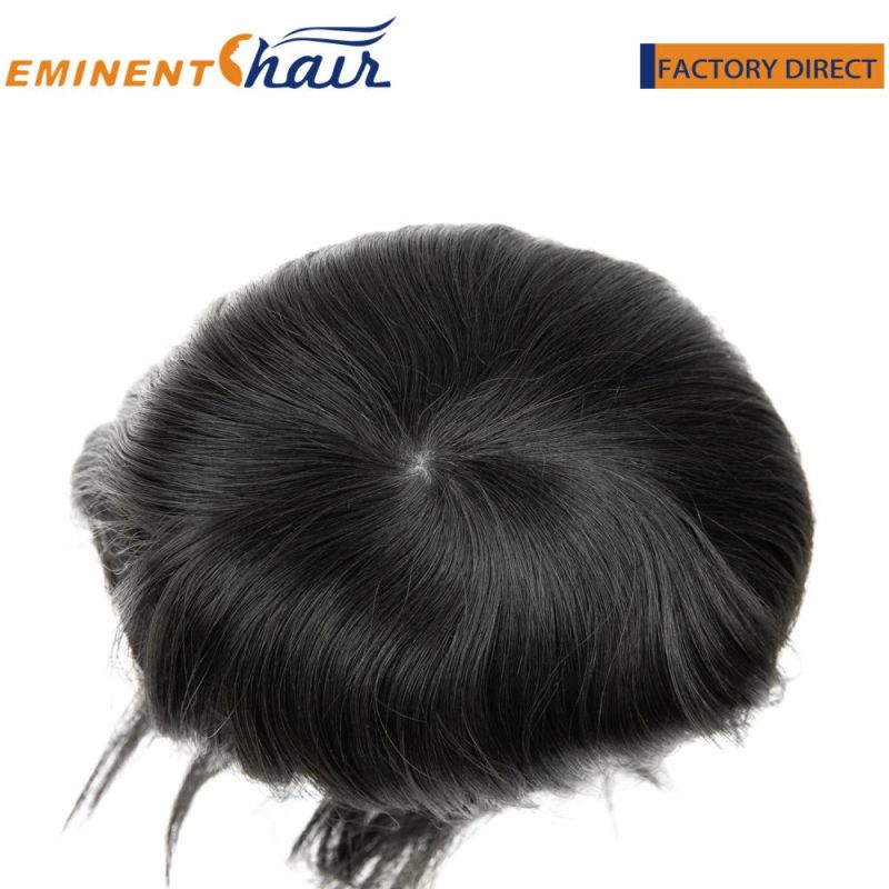Custom Injected Transparent PU All Over Remy Human Hair Male Hairpiece