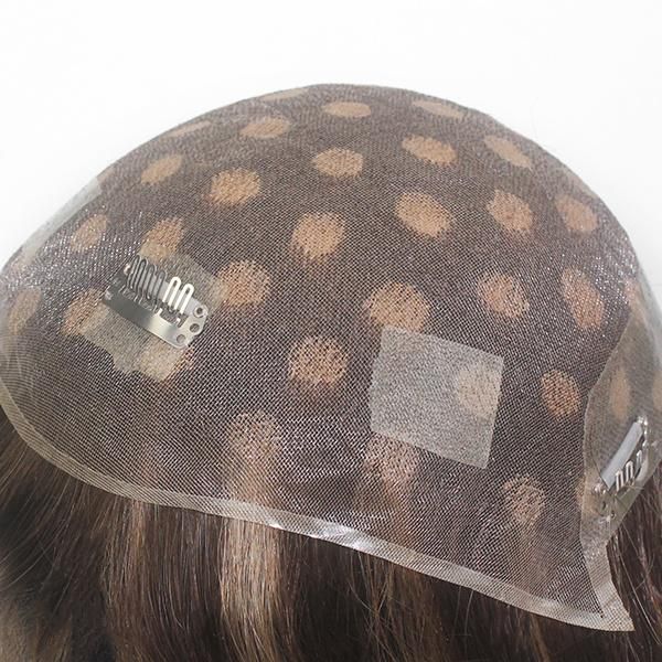 Fine Welded Mono with PU Back Sides Long Human Women Hair Systems for Women