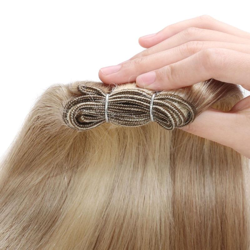 Double Drawn Straight Human Hair Extension Raw Virgin Flat Weft