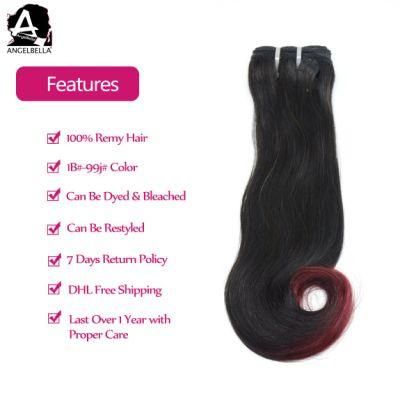 Angelbella 100 Percent Mink Brazilian Remy Material Hair Ombre 1b#-99j# Human Hair Weaving Bundles