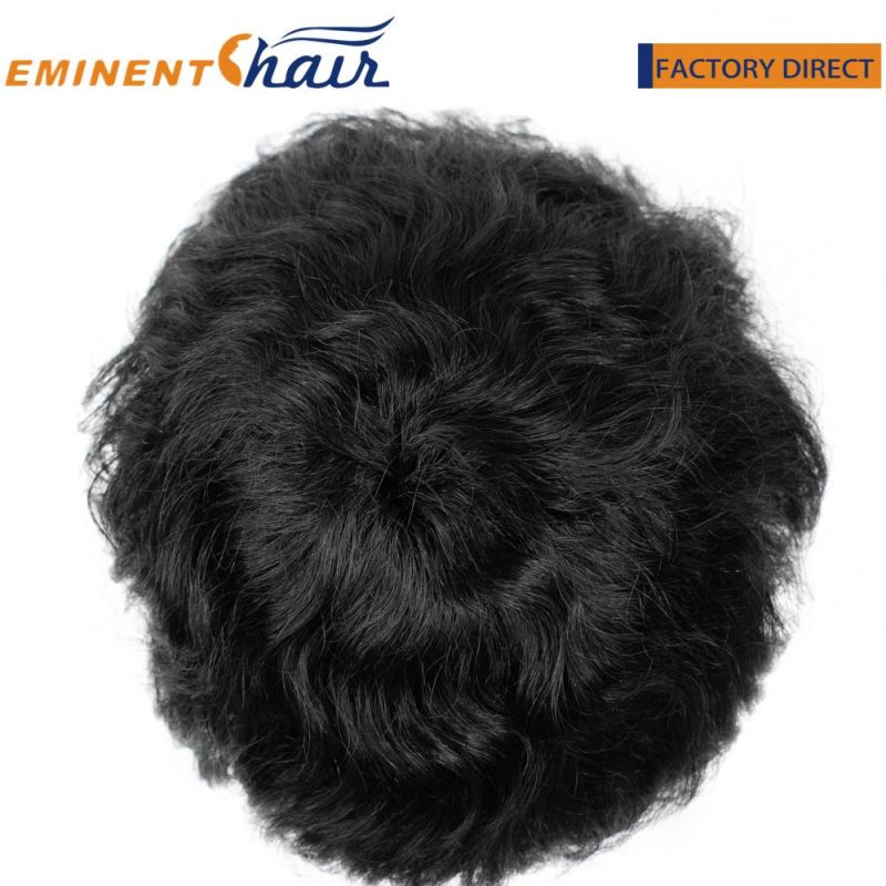 6 Inch Natural Black Color Skin PU Hair Replacement