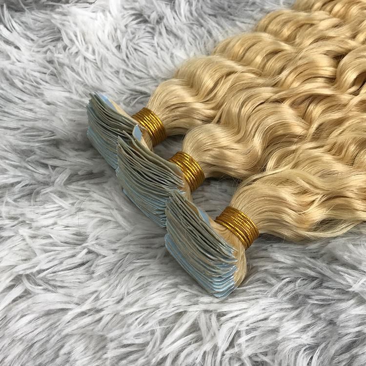 10A Deep Wave 100% Virgin Russian Human Hair Tape in Hair Extensions