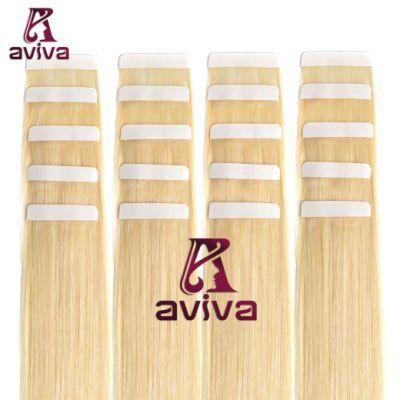 Aviva Blond Color 20inch Virgin Human Hair Double Side PU Tape Human Hair Extension