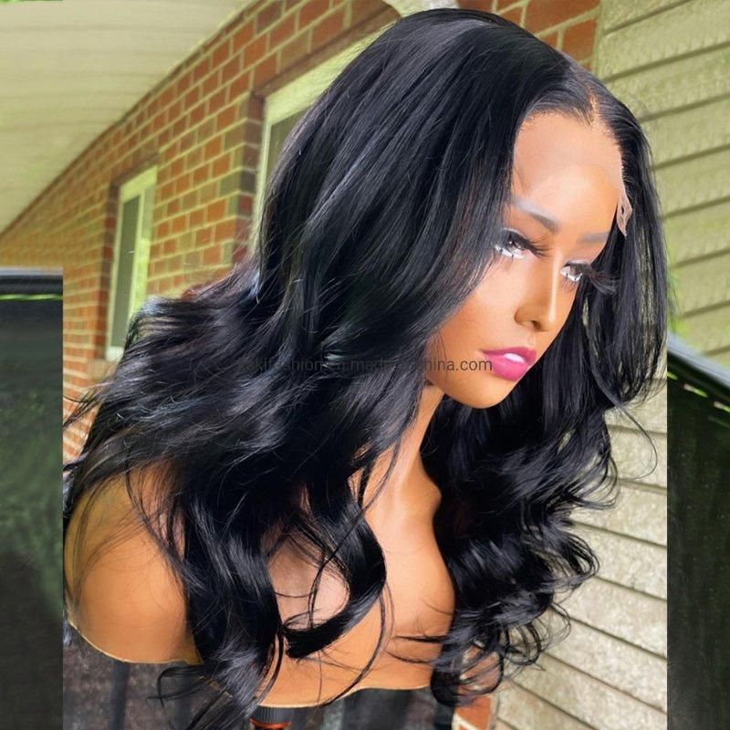 Free Part Black Women Natural Looking Body Wave Virgin Synthetic Fiber HD Front Lace Wig