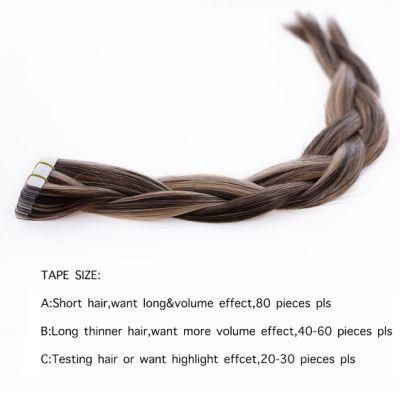 Ponytail Extensions Wrap Around Magic Tape 100% Human Hair Highlights Dark Ash Mix Blonde #16/22