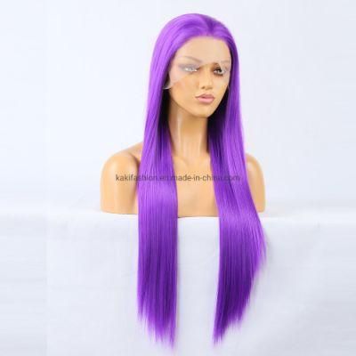 Matte High Temperature Silk Wig Purple Frontal Lace Synthetic Wig Cosplay