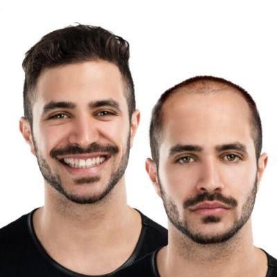 Kbeth Human Hair Wig Brown Color 2021 Fashion Short Cool New Style Design a Part of Balded Head Man Wigs Make Man Handsome