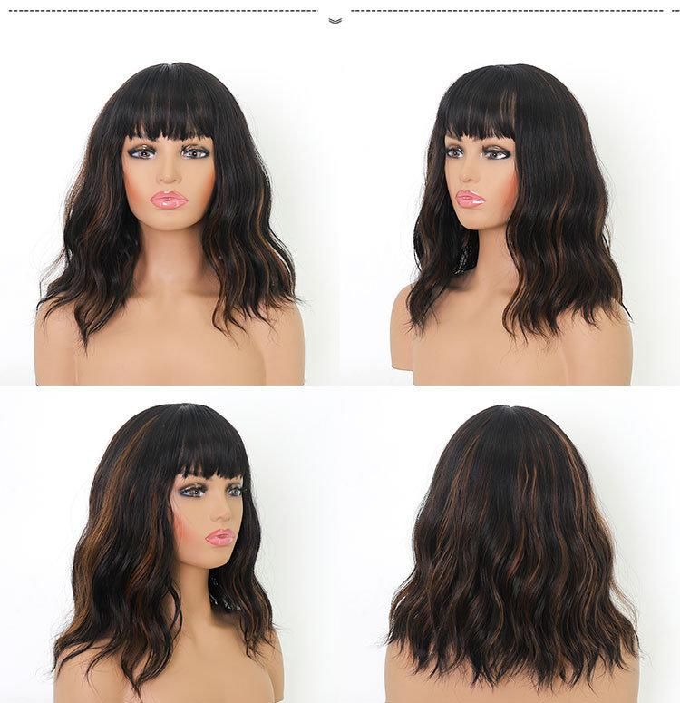 Wavy Wig Shoulder Length Short Bob Wigs with Bangs Synthetic Wig for Women P2/30