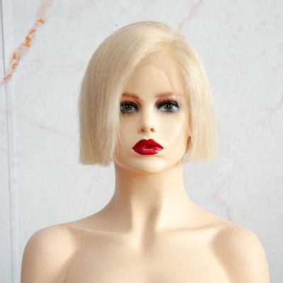 Blonde Full Lace Front Wig Brazilian Remy Hair Pre Plucked Short Bob Human Hair Wigs