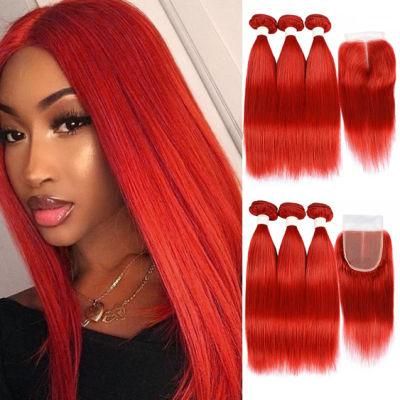 Red Bundles 99j Burgundy Straight Hair Brazilian Human Hair Bundles with Closure 10-30 Inches