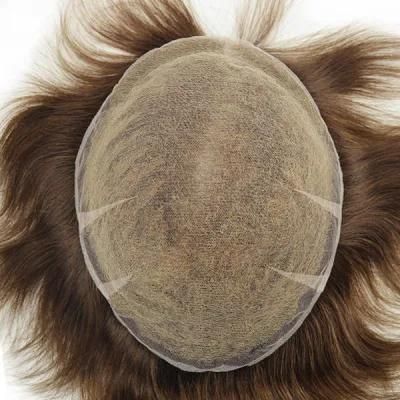 Men&prime;s Custom High Skilled Hand Crafted Toupee Pieces - Luxury Swiss Natural Look