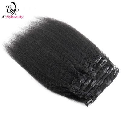 Alinybeauty Brazilian Kinky Straight Clip in Human Hair Extension