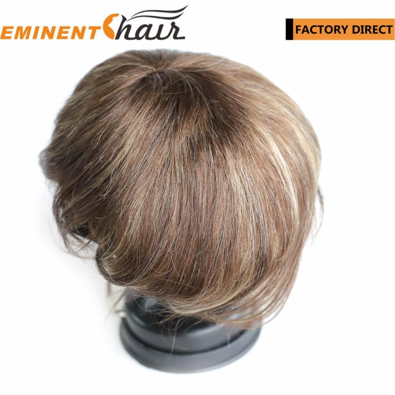 Men′s Toupee Human Hair System Lace Base with PU Edged