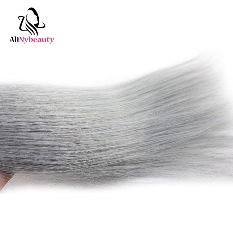 Alinybeauty Brazilian Natural Straight Hair Extensions Grey Human Hair
