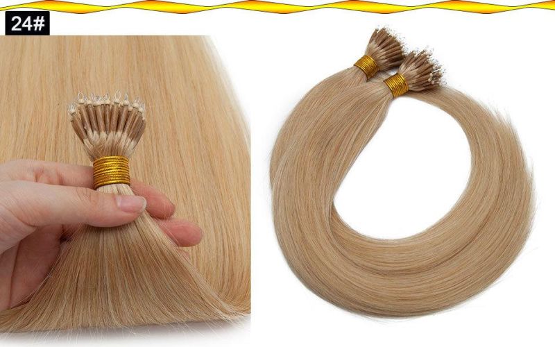1g/Strand Nano Rings Micro Links Human Hair Extensions Micro Bead Pre Bonded Straight Natural Black Brown Blonde