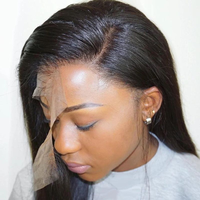 Wholesale 10A Lace Front Wigs Human Hair with Baby Hair Straight Brazilian Virgin Human Hair Wigs 150% Density Pre Plucked with Baby Hair Natural Color 16"