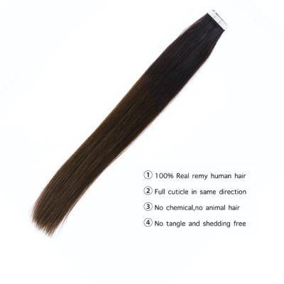 20&prime;&prime; Double Drawn Skin Weft Hair Extensions Brown Mix Blonde Remy Hair Extensions Balayage Color 2.5g/PC Human Hair
