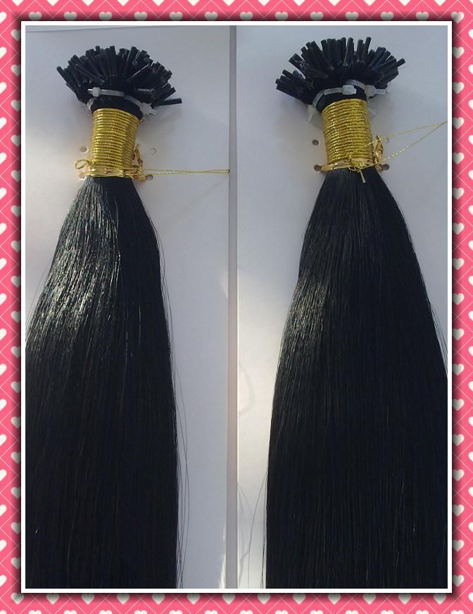 Premium Quality 100% Human Hair Real Remy Hair Extension Pre-Bonded Hair Extension I-Tip 20"1.0g Per Strand Black Color