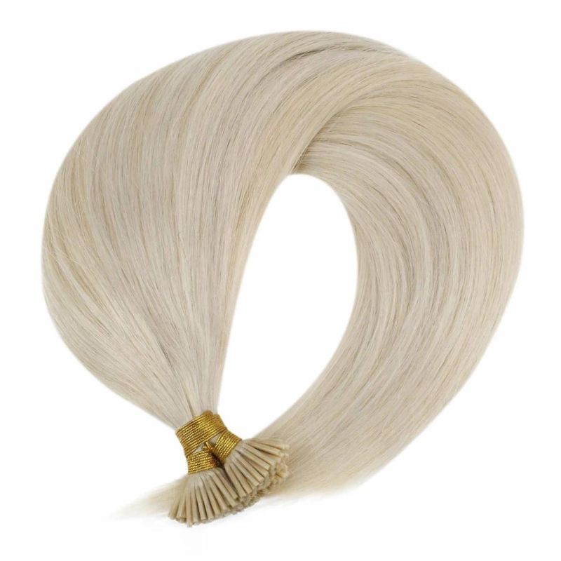 Blonde I Tip Hair Extensions Human Hair, 7A Grade Salon Quality Straight Pre Bonded Thick Human Hair Extensions, 24inch 50g/Pack