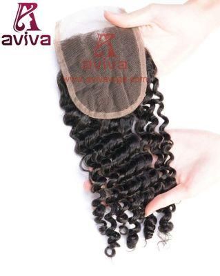Brazilian Deep Curly Lace Frontal Closure Mocha Virgin Hair