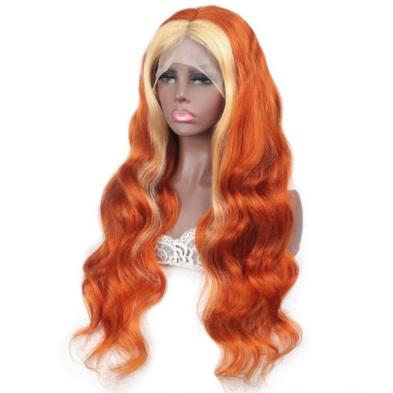 Wholesale 13X4 Lace Front Body Wavy Human Hair Wig #Ginger613
