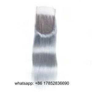 Silver Brazilian Hair Lace Closure Virgin Human Hair Body Wave 4X4 Closure Human Hair Extensions Closure