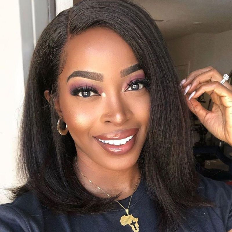 Yaki Bob Wigs Kinky Straight Hair Lace Front Wigs