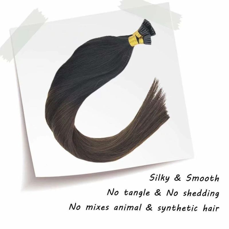 20inch 1g/S Remy Itip Human Hair Extensions Ombre Color Natural Black to Dark Brown Brazilian I Tip Fusion Hair Extensions 50g Per Package
