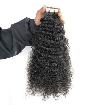 Wholesale Double Drawn Kinky Curly Remy Virgin Brazilian Tape in Human Hair Extensions