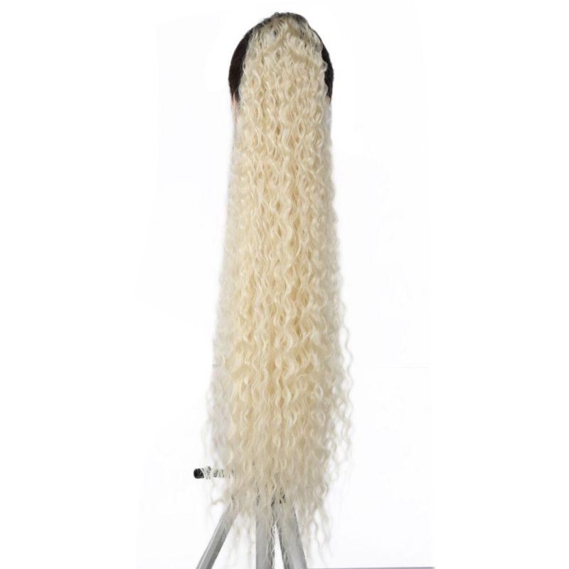 30" 613 Blond Color Synthetic Claw Clip Woman Extension High Wave Ponytail